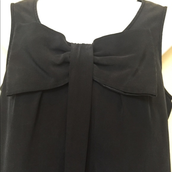Kate Spade muted black crepe front bow blouse XS - Picture 1 of 6
